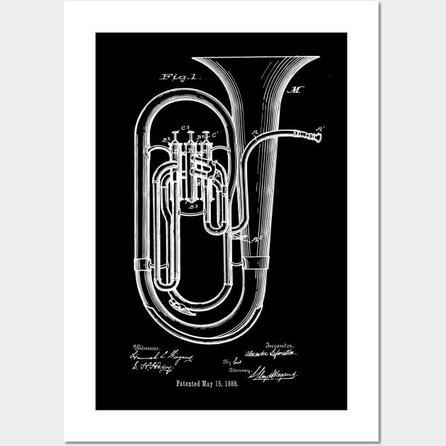 Tuba Player Gift 1888 Tuba Patent Print Wall Art by MadebyDesign